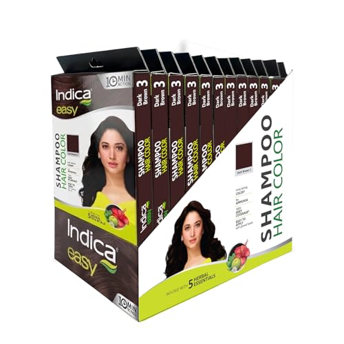 Image of Indica Hair Color Shampoo|Dark Brown|Pack of 12|25ml x 12