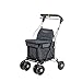 Carlett – Wózek na zakupy chodzik z krzesełkiem, składany 4-kołowy wózek do supermarketu, wyjmowana komora 36 l/15 kg i taca na drobiazgi, Lett800P Senior Comfort Pro, szary