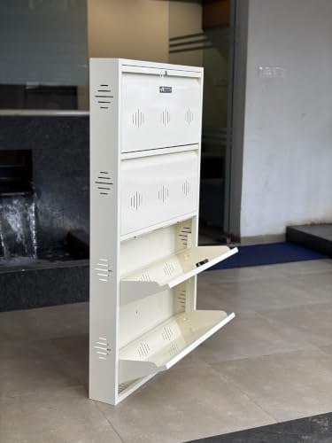 Image of StayHappy 4 Door Wall Mount Shoe Racks | MS Shoes Racks for Home | Wall Mount Chappal Sandal Stand | Wall Mounted Shoe Racks. (White)