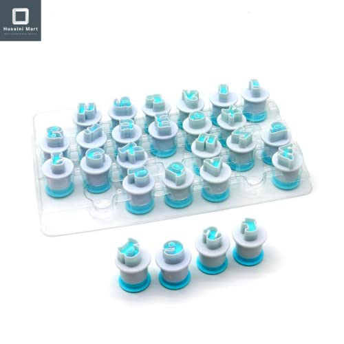 Image of HUSAINI MART | 26 Pcs Uppercase Alphabet Letters Plunger Fondant Cookie Cutter Embosser Cake Cupcake Decorating Baking Mold Tools for Birthday Cake Cookie Fruit