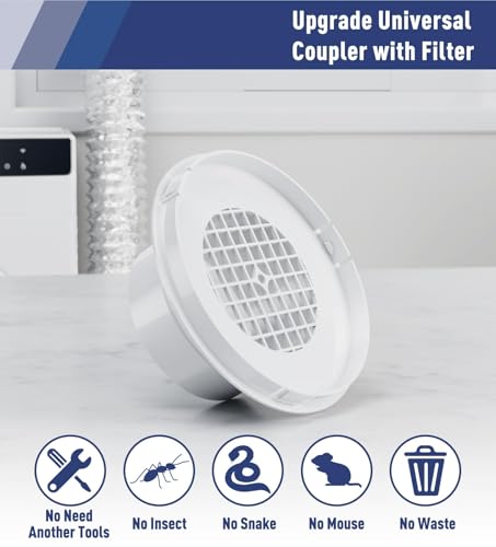 Image of LEOPO 4 inch Dryer Vent Windows Kit for Sliding Windows | Adjustable Length Panels (17 inch-47 inch) with Coupler & Filter, No Drilling & Easy Installation
