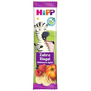 HiPP Zebra Riegel Himbeere in Banane-Apfel (22 x 23g), ab 1 Jahr, Süße nur aus Früchten, in bester Bio-Qualität