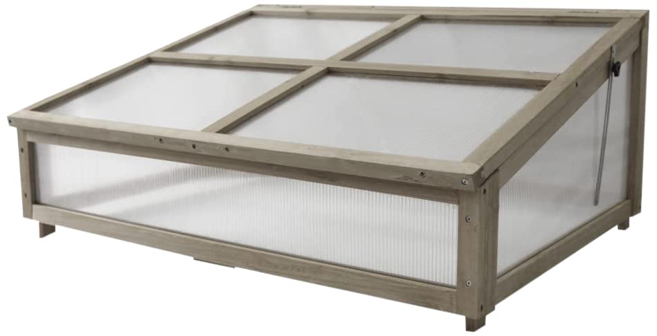 VegTrug Classic Cold Frame Durable and Spacious Wooden Frame Ideal Gardening Accessories Gray Wash 1m