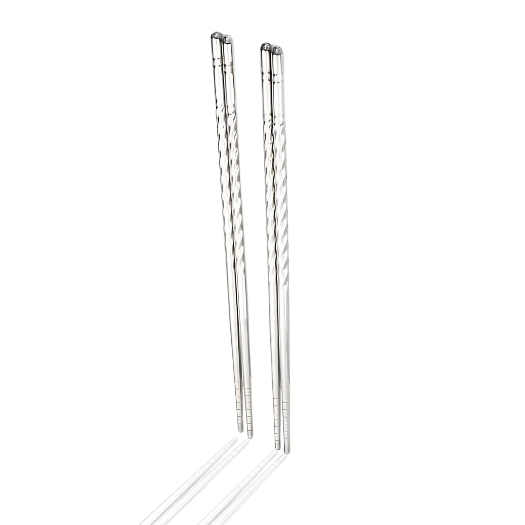 PARENCE. - Set of 4 Stainless Steel Drumsticks - Length 22 cm | Reusable, Lightweight and Easy to Clean | Ideal for Asian Kitchen, Sushi, Ramen, Dim Sum