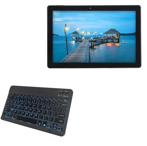 BoxWave Keyboard Compatible with Simbans TangoTab (10 in) - SlimKeys Bluetooth Keyboard - with Backlight, Portable Slim LED 7 Colors - Jet Black