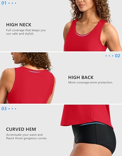 Image of G Gradual Tankini Tops for Women High Neck Swimsuits Swim Top Modest Bathing Suit Swimwear Tank Top only No Bottom