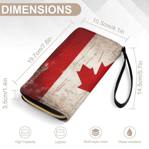 Women Wallets Retro Canada Flag Leather Wallet for Women Thin Wallet with Zipper Pocket Card Holder2