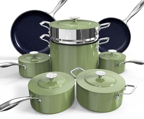 Nuwave Lux 13pc Forged Lightweight Cookware Set PFAS Free, Healthy G10 Duralon Ceramic Coating...
