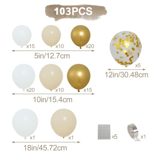 Miniatura 2 de Kit De Arco De Globos Oro Blanco, 103pcs Guirnalda De Globos Dorados Y Blancos Nude, Globos De Cumpleaños, Baby Shower, Decoración Cumpleaños Fiesta, Boda Bohemia, Bautizo, Graduación, Fin De Año
