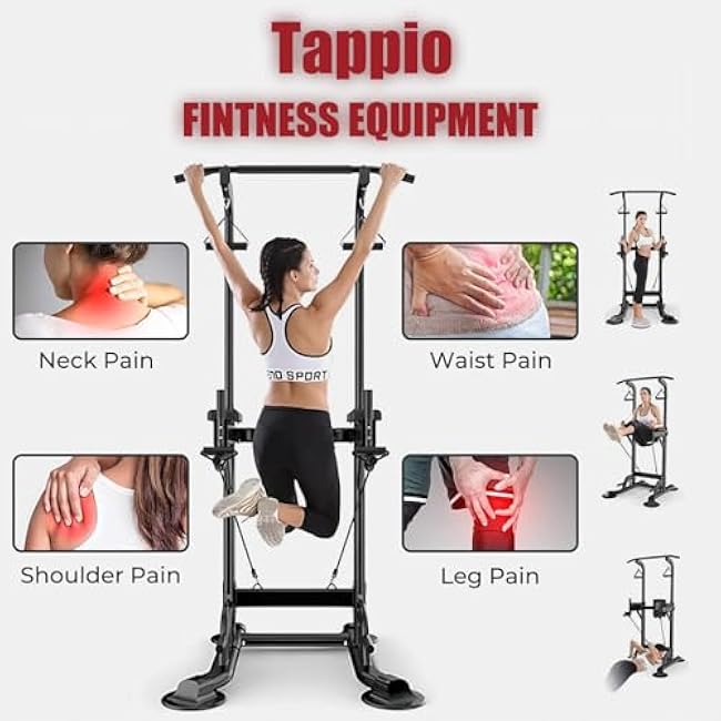 Power Tower Pull Up Bar for Home Gym, Multi Functional Pull Up Bar Stand Dip Bar Station, Adjustable Height Workout Dip Station Strength Training Fitness Equipment