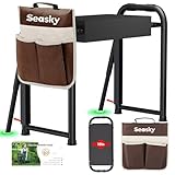 seasky Faltbare Gartenbank mit Knie- und Sitzfläche, Kippschutz-Gartenbank, verbreitert, dick, weich, strapazierfähig, Gartenhocker mit Werkzeugtasche, Geschenk für Frauen