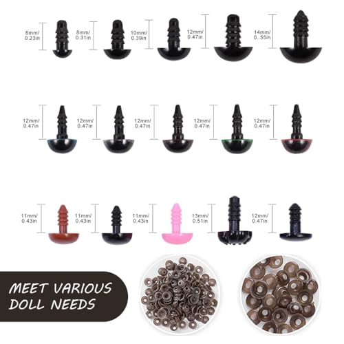 Image of PATPAT 752pcs Safety Eyes for Crochet, Amigurumi Doll Making Kit | Safety Eyes for Crochet Dolls and Amigurumi, Assorted Sizes, Eye and Nose Fittings for DIY Handicraft Projects