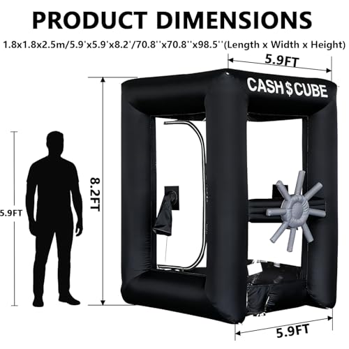 SAYOK Inflatable Cash Cube Stand Inflatable Money Gripper for Commercial Advertising Events Promotion (Without Blower Included) (Black, 5.9ft x 5.9ft x 8.2ft) by SAYOK - Image 6