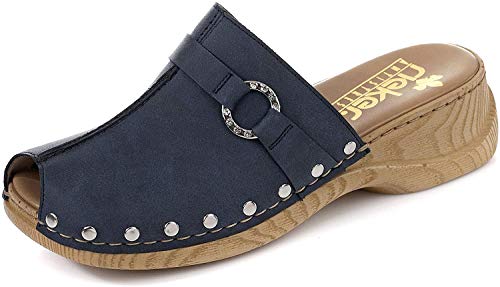 Rieker 65062 Mujer Zuecos de Madera,Zuecos de Madera,Zapatillas,Cuero,Verano,Elegante,de Moda,Fashion,denim/15,41 EU / 7.5 UK