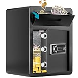 SHSASAO 投入式金庫 家庭用 暗証番号 58L キャビネット金庫 ダブルアラーム機能 緊急キーでロック解除 床・壁に固定可能 盗難防止 保险柜 業務用/事務所/ホテル/店用/旅館 防犯金庫 A4 ファイル/宝石/貴重品/現金 保险箱 日本語取扱説明書付 ブラック 家庭用人気 safe (ブラック, 58L)