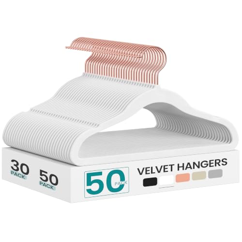 SONGMICS 50er Set Kinderkleiderbügel, Samt, platzsparend, rutschfest – Ansicht 1