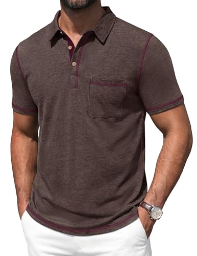 Image of Mens Polo Shirts Short Sleeve Casual Summer Lightweight Cotton Golf Polo Shirts with Pocket