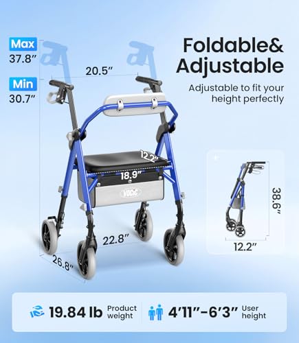 Image of VOCIC Z11 Rollator Walker for Seniors with Seat, 380 LBS