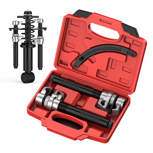 LUJNYCGR Coil Spring Compressor Tool Automotive 2 pcs Heavy Duty Macpherson Strut Spring Compressor Set with Safety Bracket Compressor Set with Safety Bracket for Car Truck ATV UTV, 2200 LB Capacity