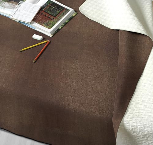 GEMITEX Protège Table Rectangulaire 240 x 140 cm, Marron/Blanc, Résistant aux Chocs, Liquides et Rayures, Double Face, Anti-Dérapant, Fabriqué en Italie
