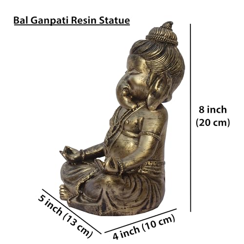 Serene Resin Ganesha Idol - Spiritual Home Decor Showpiece, Meditative Ganesh Ji Murti, 8x5 Inches - Ideal for Prosperity, Peace, and Gifting (Bal Ganpati) — photo — 4 of 9