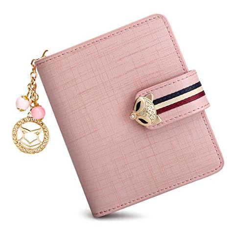 Leather Wallets for Women, Genuine Leather Gift Box Packing Ladies Clutch Purses with Zipper Coin Pocket Women's Small Bifold Wallets Credit Card Holders Womens Stylish Zip Around Wallets (Pink1) Cover