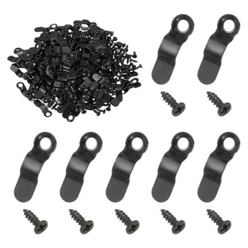 Image of uxcell 200pcs Picture Frame Backing Clips, 0.9 inch Photo Frame Turn Buttons Fasteners Hardware Corner Clip with 200pcs Screw for Hanging Pictures Craft Drawings, Bow Shaped Black