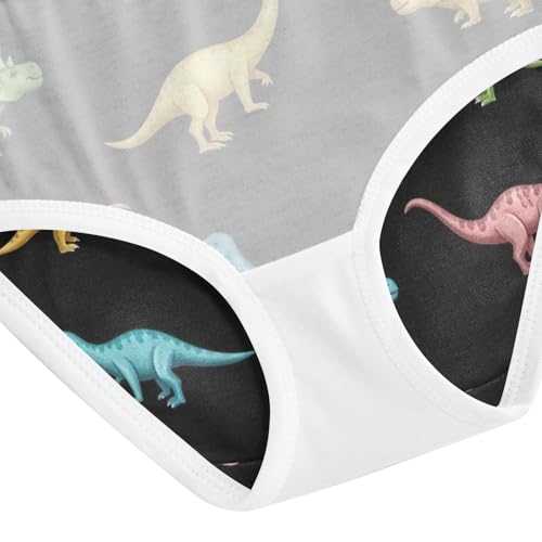 Toddler Girl Briefs, Colorful Dinosaurs Black Cotton Girls Underwear, 2–8 Years4