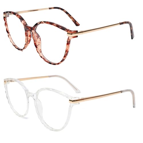 AOOLIA Lunette de Vue Rondes Mode Moderne, Lunettes Anti-Lumière Bleue Monture Surdimensionnées en TR90 Confort pour Femmes, Hommes, Unisexe (Léopard-Blanc)