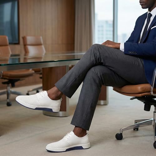Image of konhill Men's Casual Oxford Shoes - Breathable Dress Shoes Loafers Lace-up Flat Sneakers