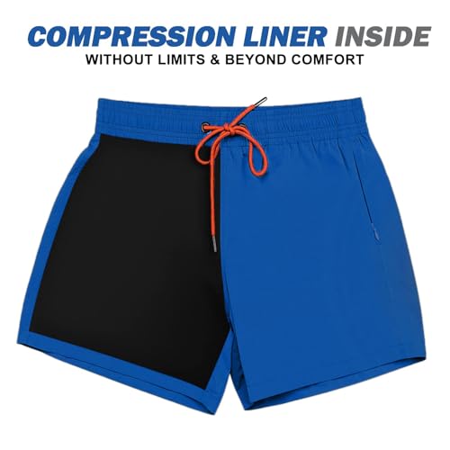 Image of BRISIRA Mens Swim Trunks Swim Shorts Quick Dry 5 inch Inseam Beach Shorts with Compression Liner and Zipper Pocket
