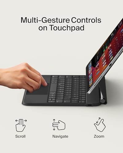 Image of Belkin Pro Keyboard Case w /Magnetic Stand, Backlit Bluetooth Keyboard, Multi-Gesture Controls, Magnetic Apple Pencil Storage Compatibility, & Multimedia Keys for iPad 10th Generation 10.9 inch - Black