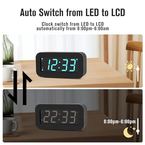 Timegyro Digital Alarm Clock Battery Operated - Lcd/Led Display Switchable thumb #5