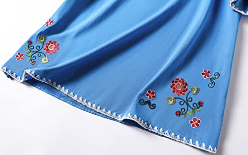 Image of Mexican Shirts Peasant Blouses Cotton Embroidered 3 /4 Sleeve Bohemian Tops Boho Clothes for Women Summer Fiesta