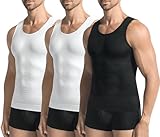 JESIDO 3 Pack Compression Shirt Men Slimming Body Shaper Tummy Control Vest Workout Tank Top Shapewear