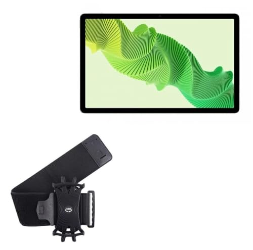 BoxWave Holster Compatible with Realme Pad 2 - ActiveStretch Sport Armband, Adjustable Armband for Workout and Running - Jet Black