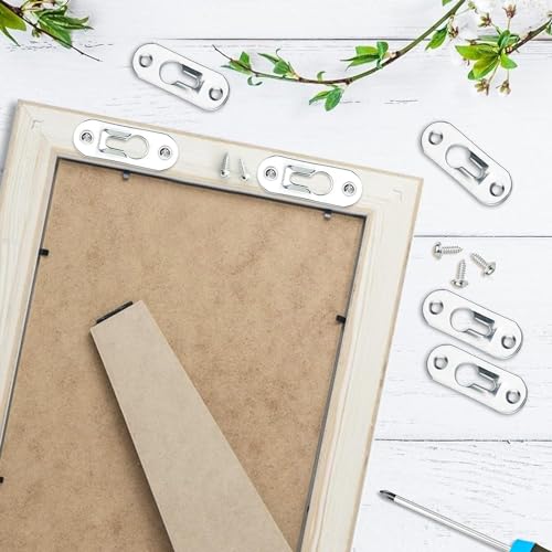 Image of 40 Pcs Metal Keyhole Hanger,Metal Picture Frame Hanging Fasteners for Indoor Wall Hanging Picture Frames Mirrors Cabinet Rivet Fittings