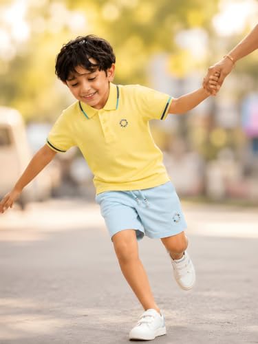 Image of Pilolo Kids Soft Cotton Terry Lycra Adjustable Drawstring Pocket Shorts for Boys