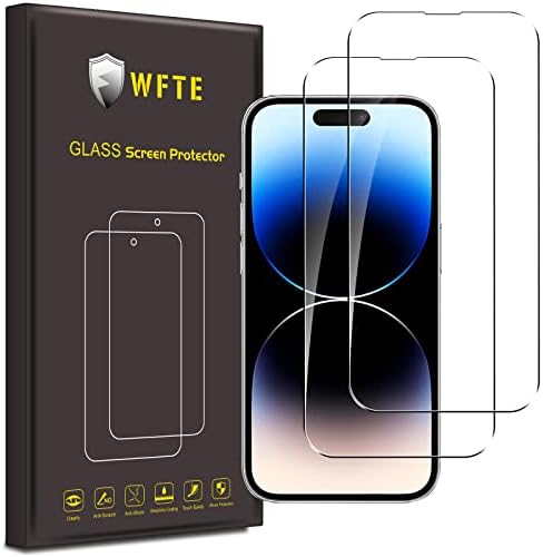 WFTE [2-Pack Screen Protector for iPhone 14 Pro,Anti-Scratch,High Transparency,Anti-fingerprint,Bubble-Free,Dust-Free Premium Screen Protector Tempered Glass For iPhone 14 Pro