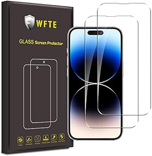 WFTE [2-Pack Screen Protector for iPhone 14 Pro,Anti-Scratch,High Transparency,Anti-fingerprint,Bubble-Free,Dust-Free Premium Screen Protector Tempered Glass For iPhone 14 Pro