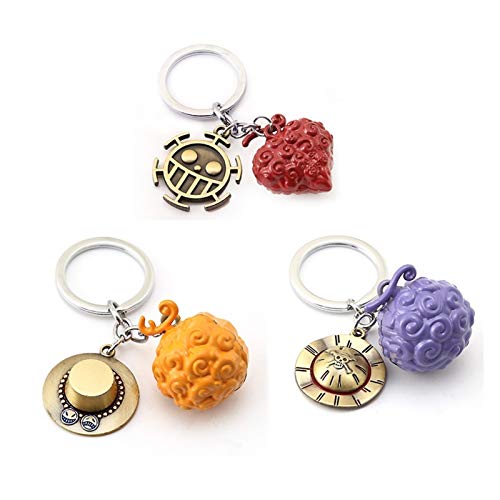 Djujiabh Schlüsselanhänger One Piece Keychain Teufelsfrucht Figur japanischer Strohhut Schädel Luffy Anhänger Schlüsselanhänger aus Metall Seleton Tasche Tränke Geschenk (Color : Keychain1 Box)