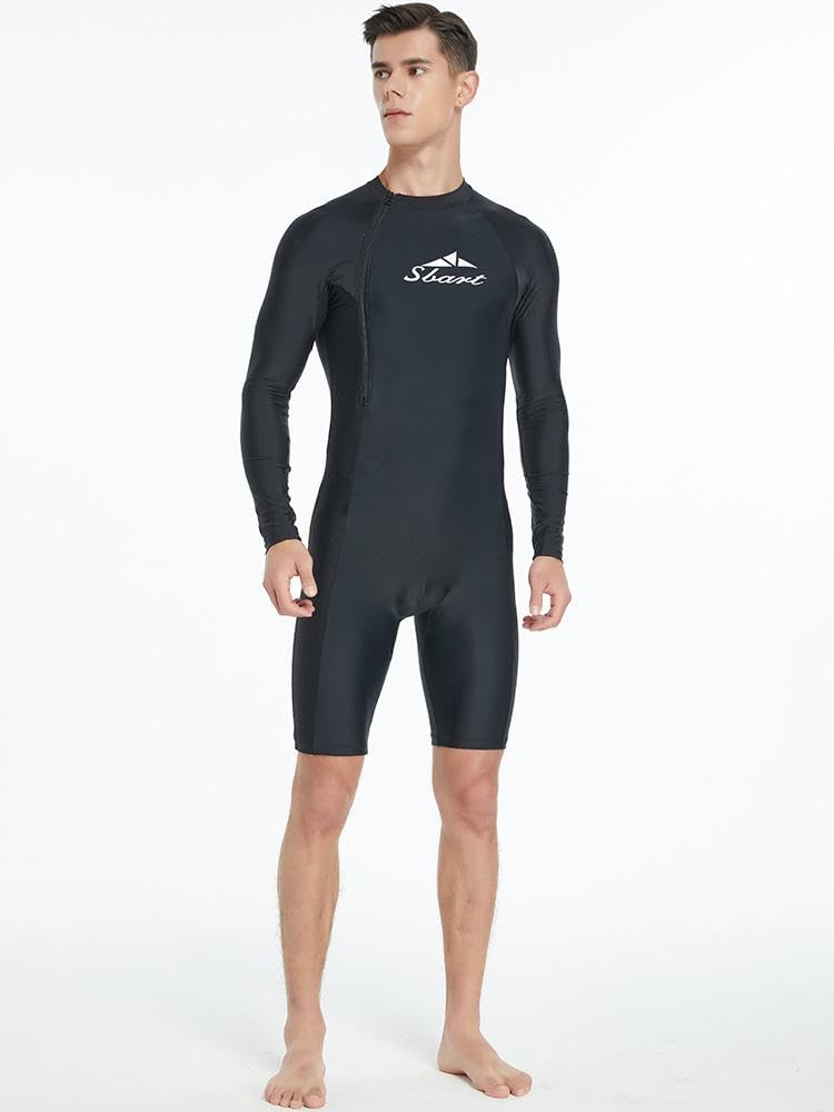 Traje de neopreno corto de 2 mm para hombre, traje de buceo de cuerpo completo con cremallera frontal para buceo, esnórquel, surf, natación