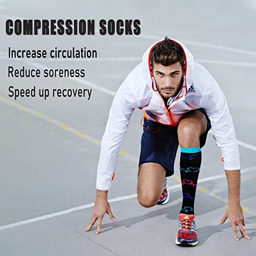 5 Pairs Copper Compression Socks For Women & Men Circulation 20-30Mmhg - Best Support For Running Athletics Nursing Travel (13 Purple/Red/Blue, Large-X-Large) #TOP2