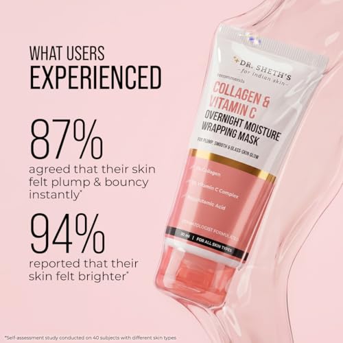 Image of Dr. Sheth's Collagen & Vitamin C Overnight Wrapping Mask | Firms & Brightens Skin | Deep Hydration for Plump | Dewy Glow | 50 ml