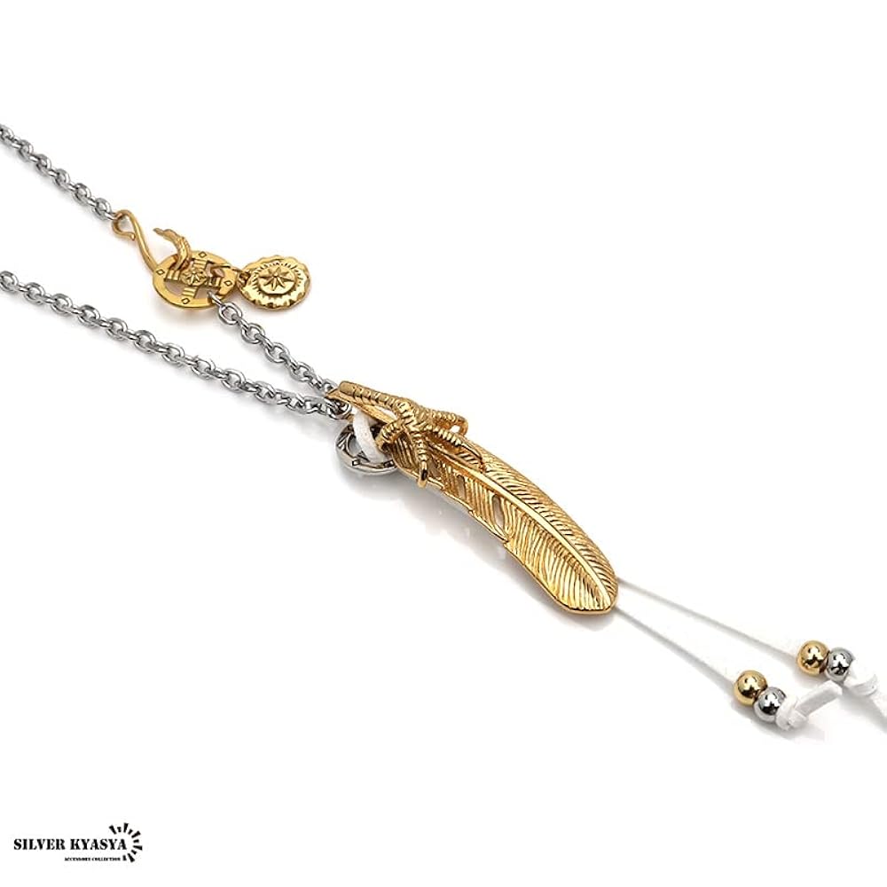 Amazon | [silver KYASYA]316L ゴールドフェザーネックレス 金