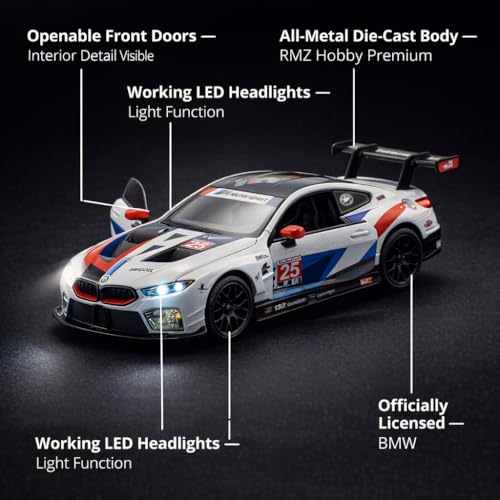 Image of Wizplex RMZ Hobby BMW M8 GTE 2018 Die-Cast Car 1:32 Scale Racing Model Vehicle Pull Back Toy Car for Boys Collectors