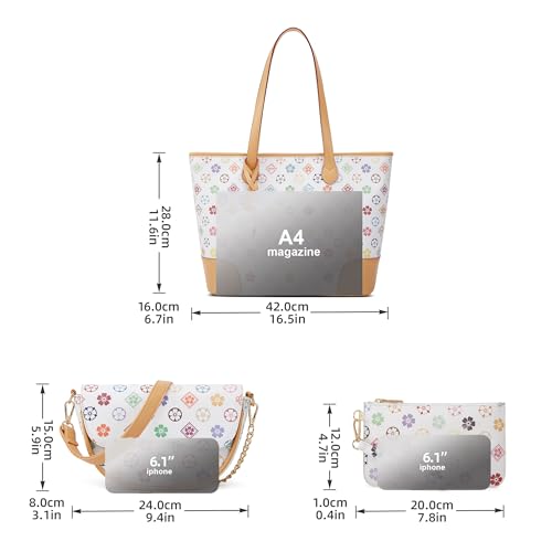 Image of Women Fashion Synthetic Leather Handbags Tote Bag Shoulder Bag Top Handle Satchel Purse Set
