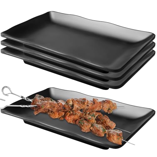 4 platos rectangulares, 20,6 x 13 cm, color negro mate, platos de postre, platos de postre, platos de postre, platos de postre, platos de postre, aperitivos, frutas, platos de sushi
