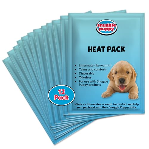 Snuggle Puppy Replacement Heat Packs for Dogs (12 Count) - Disposable Pet Comfort Warmers for Puppy Anxiety Relief - Odorless Non-Toxic All Natural - Fits All Snuggle Puppy Styles