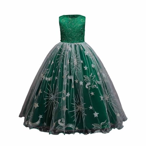 Vestido largo de niña para piano verde de 5 a 14 años 2